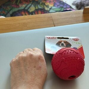 🐕 Interactive Real Rubber Red Dog Treat Ball Small
